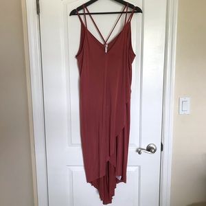 Lush Washed Red High-Low Dress